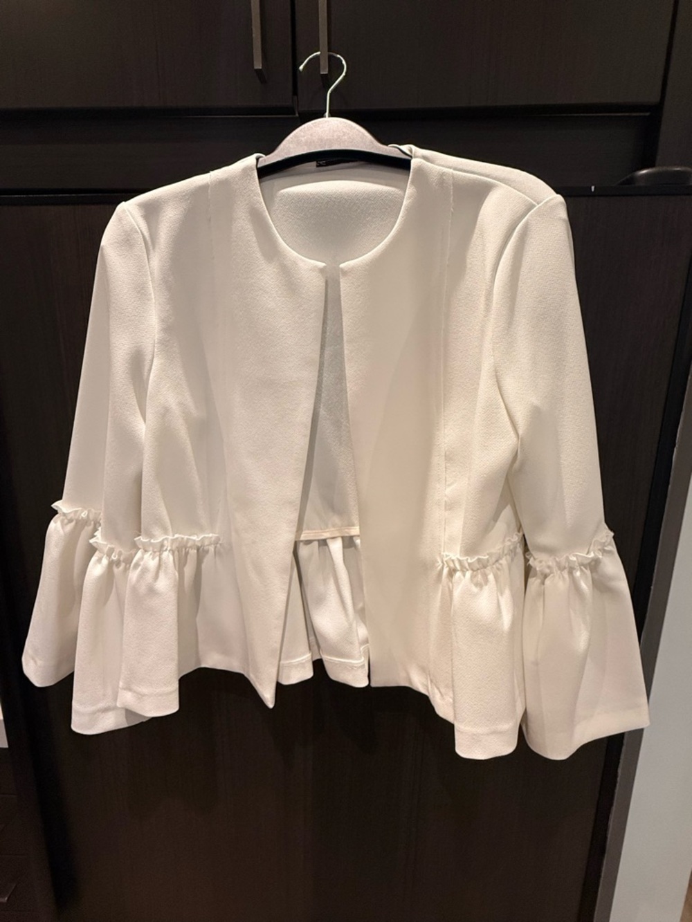 Topshop White Crew Neck Peplum Bottom Jacket